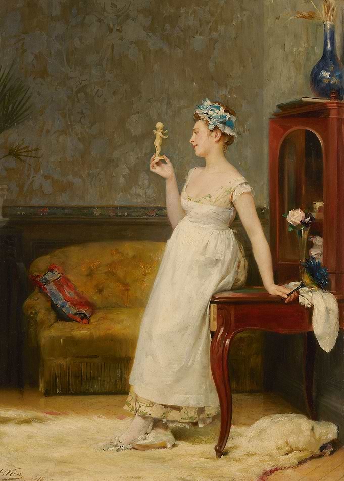 Woman Admiring a Figurine