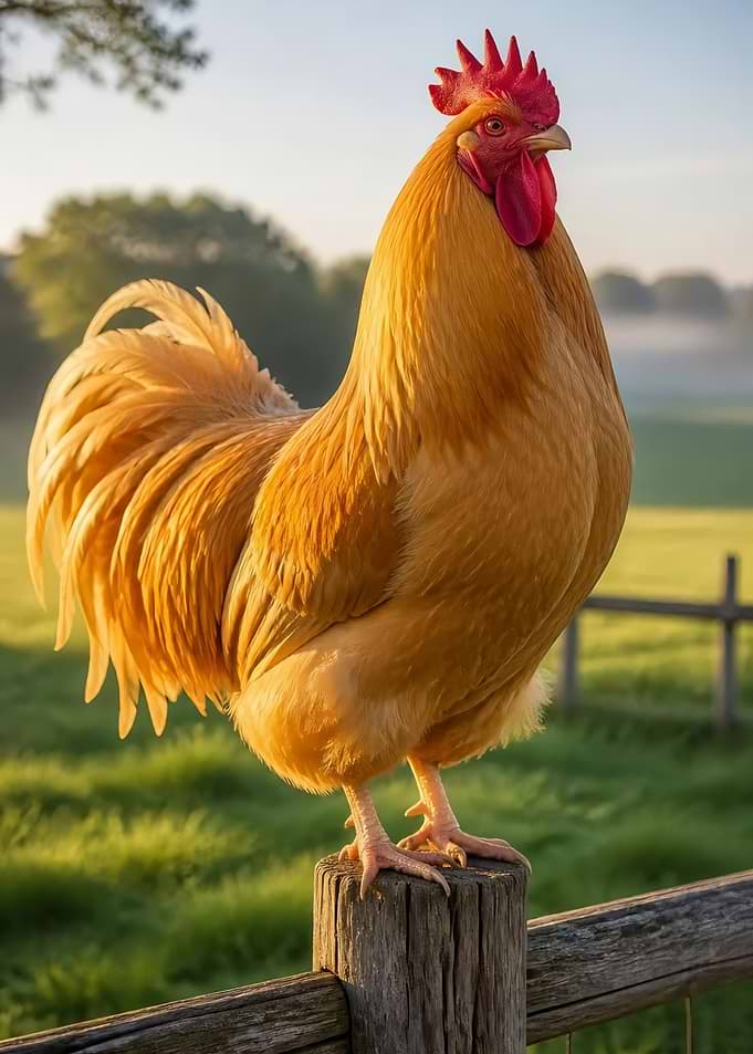 Golden Rooster on a Fence Post
