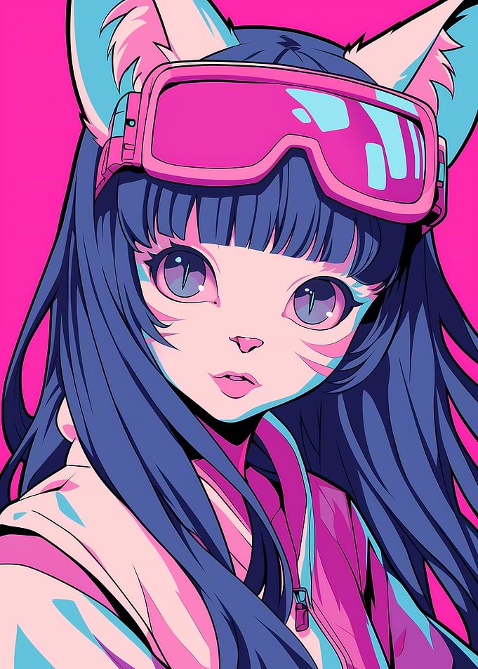 Anime Cat Girl with Goggles