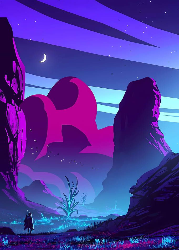 Alien Landscape with Lone Traveler
