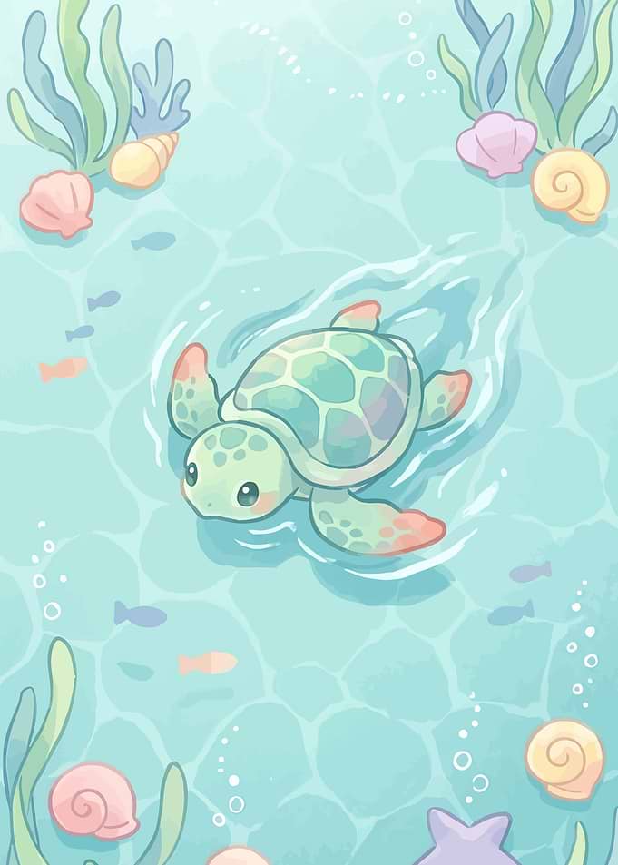 Cute Turtle Swimming in the Ocean