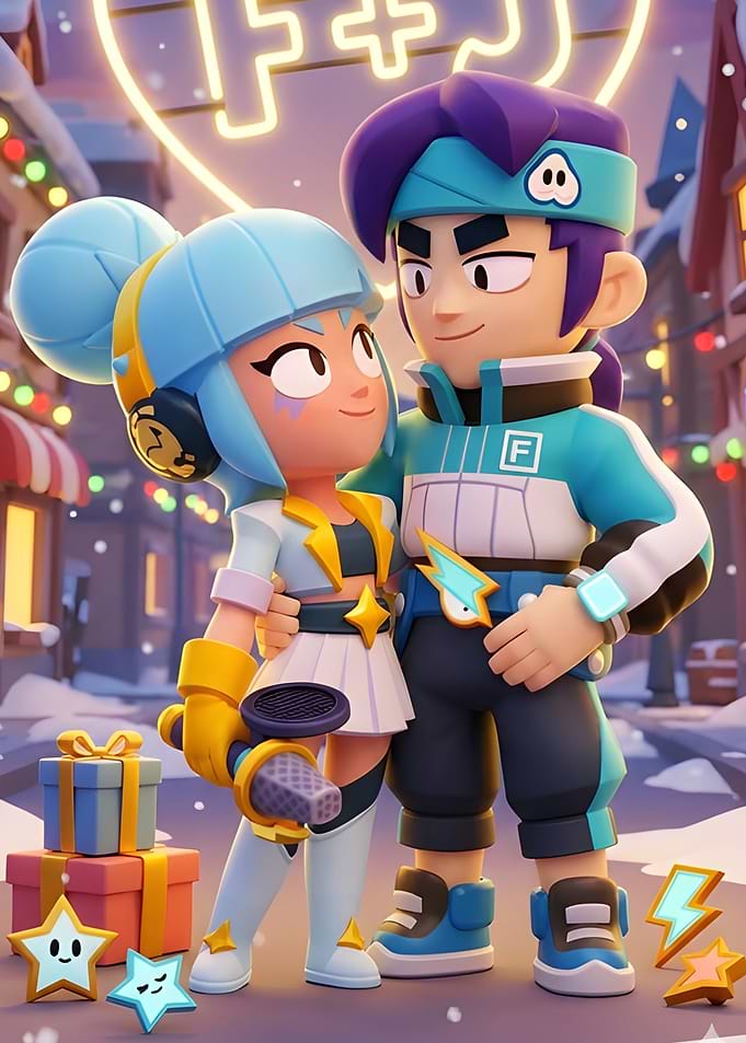 Brawl Stars Couple in Winter Street