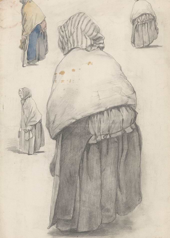 Sketches of Women in Traditional Attire