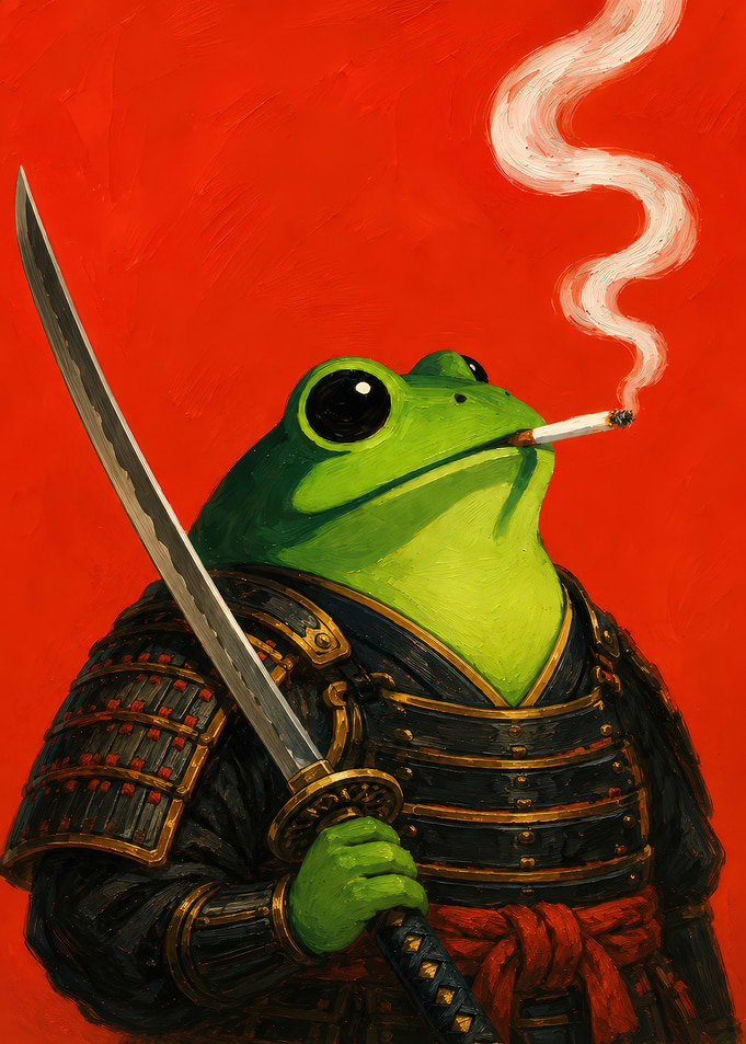 Samurai Frog Smoking