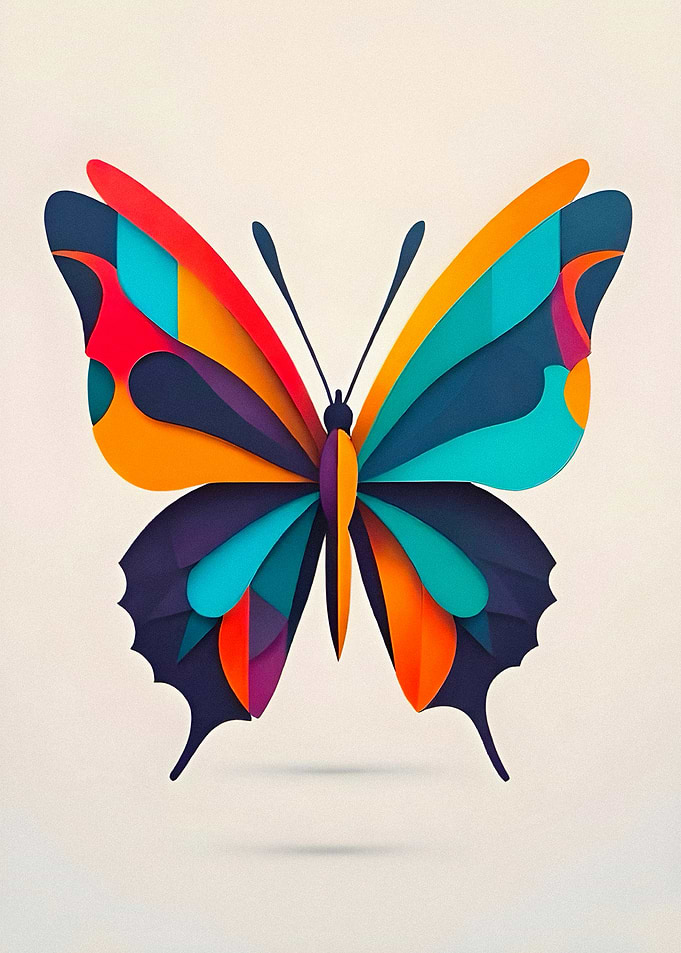 Colorful Layered Butterfly Art