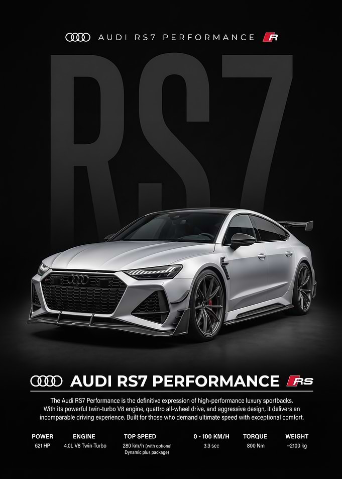 sleek Audi RS7 rs car poster