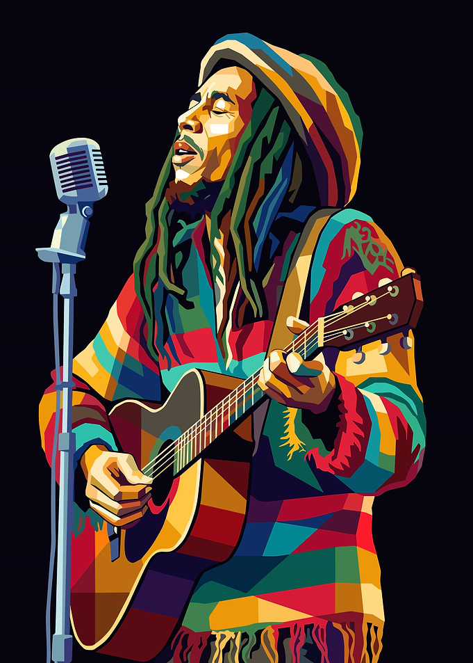 Bob Marley Playing Guitar
