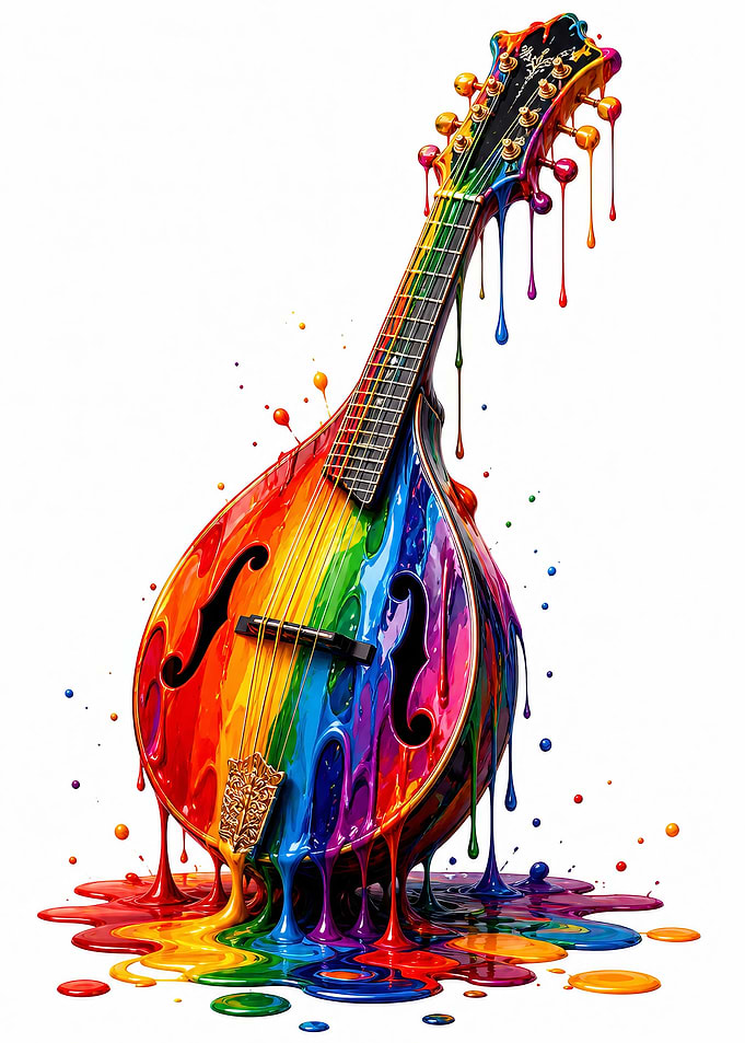 Rainbow Mandolin Dripping Paint