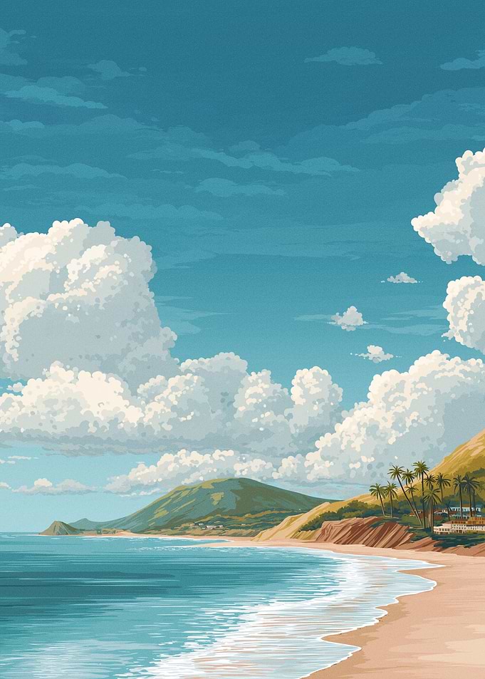Pixel Art Beach Landscape