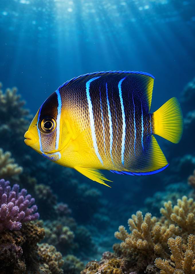 Regal Angelfish in Coral Reef