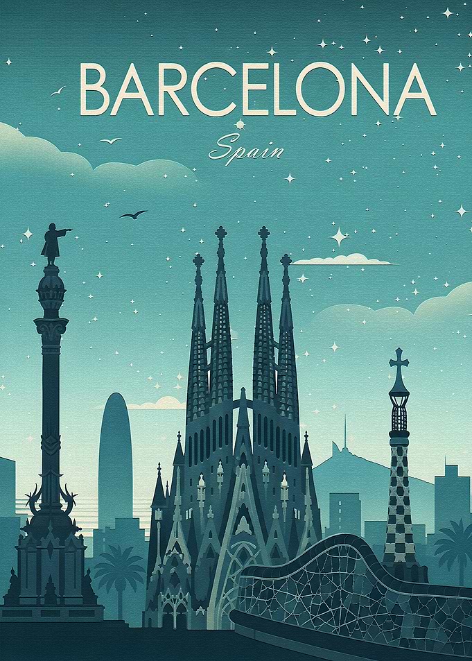 Barcelona Travel Poster