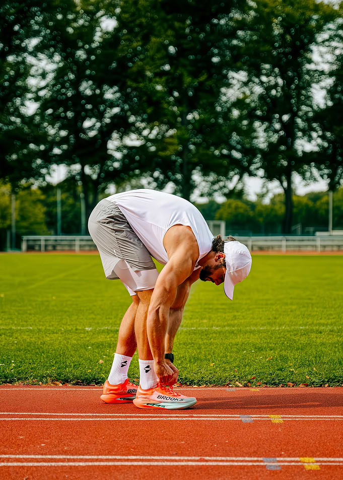 Runner Tying Shoes on Track