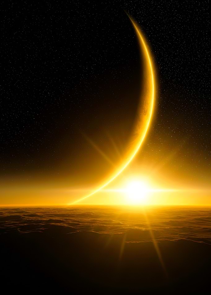 Cosmic Sunrise Over Alien Clouds