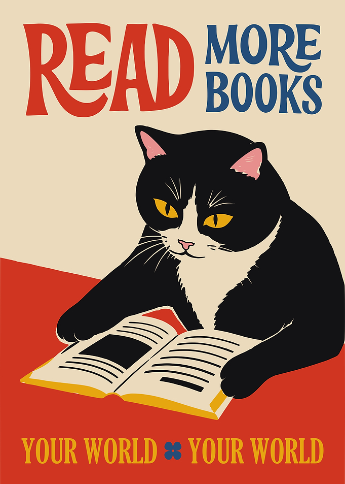 Cat Reading a Book