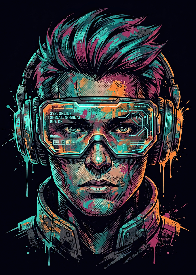 Cyberpunk Gamer with VR Goggles