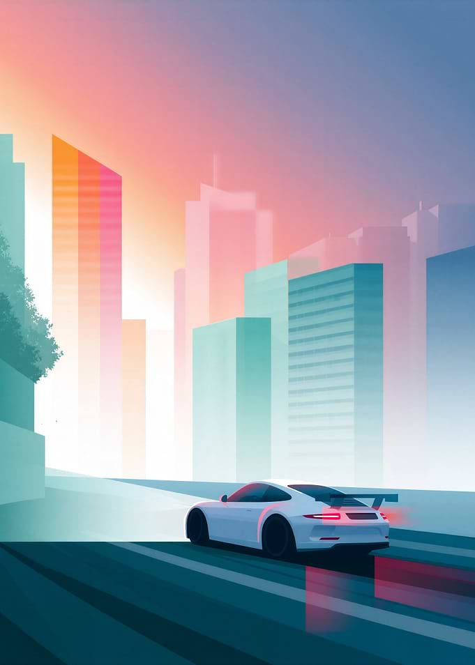 White Sports Car Speeding