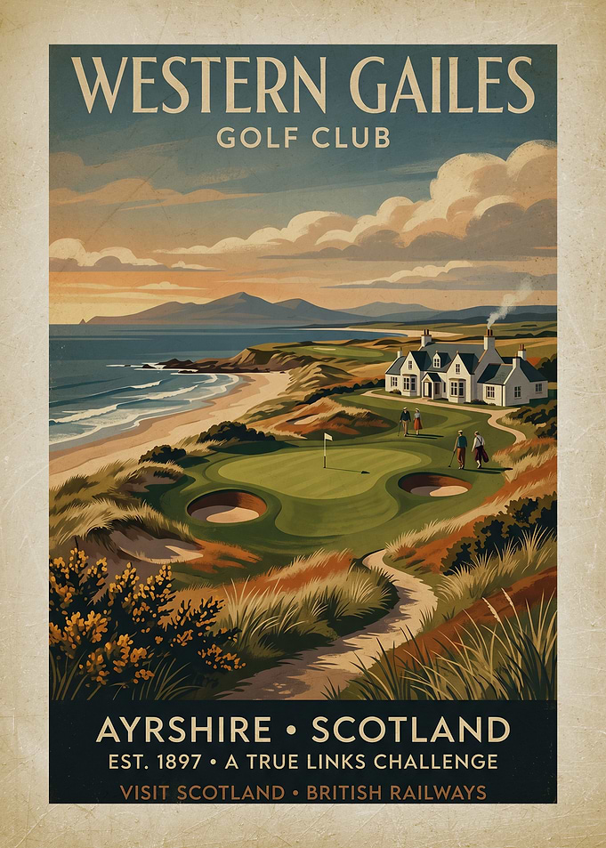 Western Gailes Golf Club Vintage Poster
