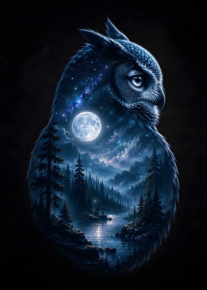 Night Owl Landscape Double Exposure