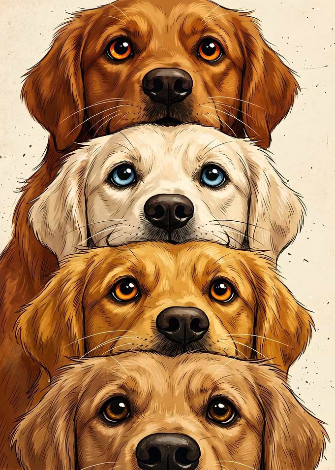 Stack of Golden Retriever Dogs