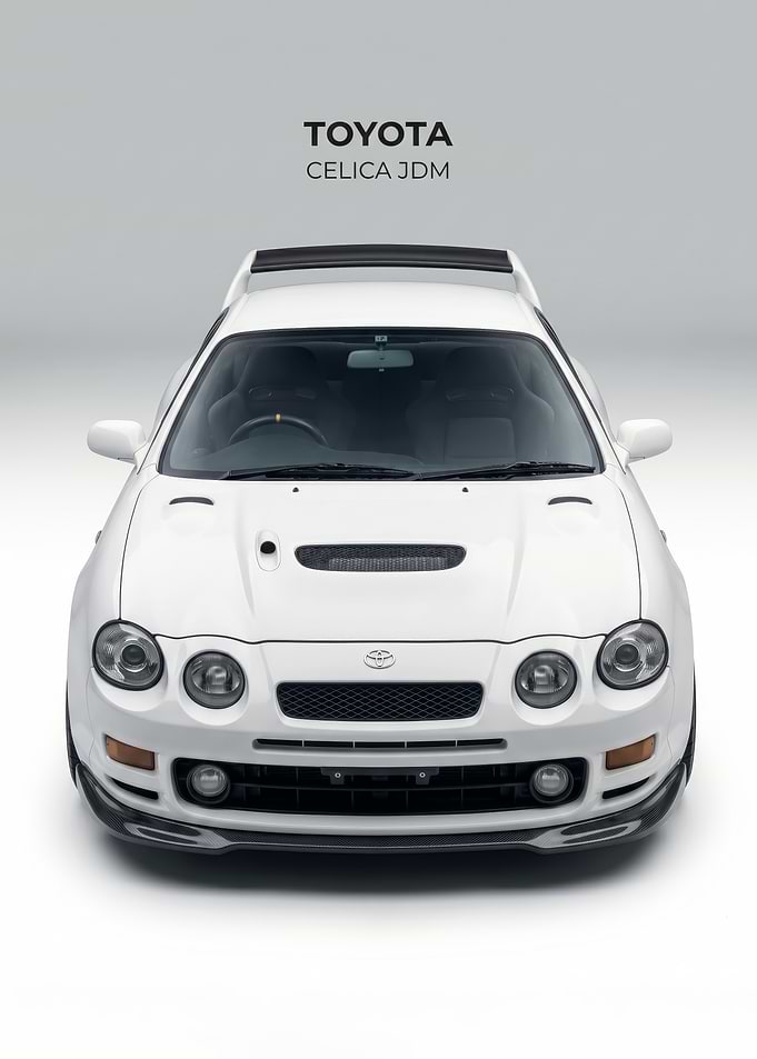 sleek White Toyota Celica JDM car poster