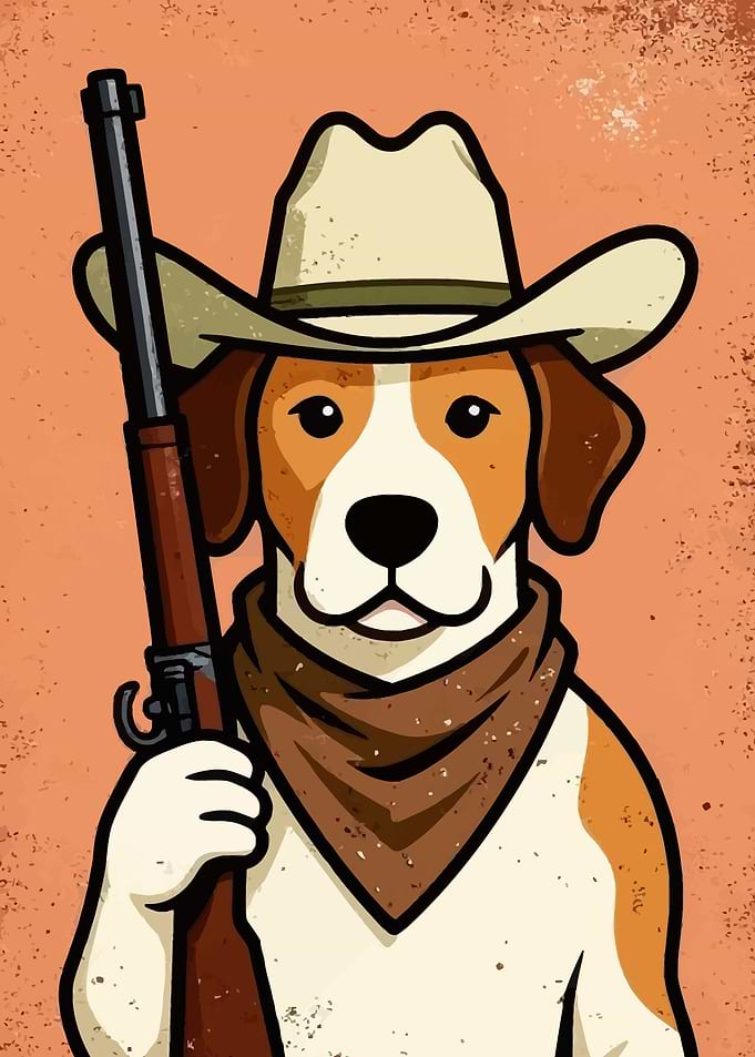 Cowboy Beagle Dog with Rifle