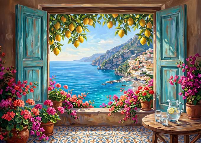 Italian Coastline View from Balcony