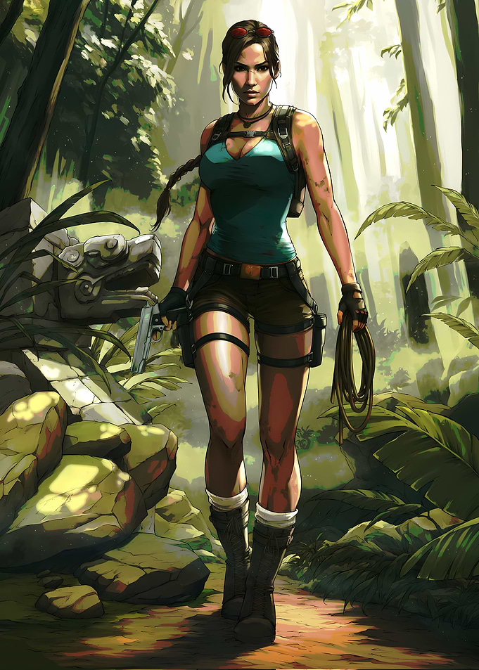 Lara Croft in a Jungle Temple