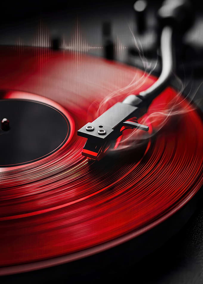 Red Vinyl Record Playing