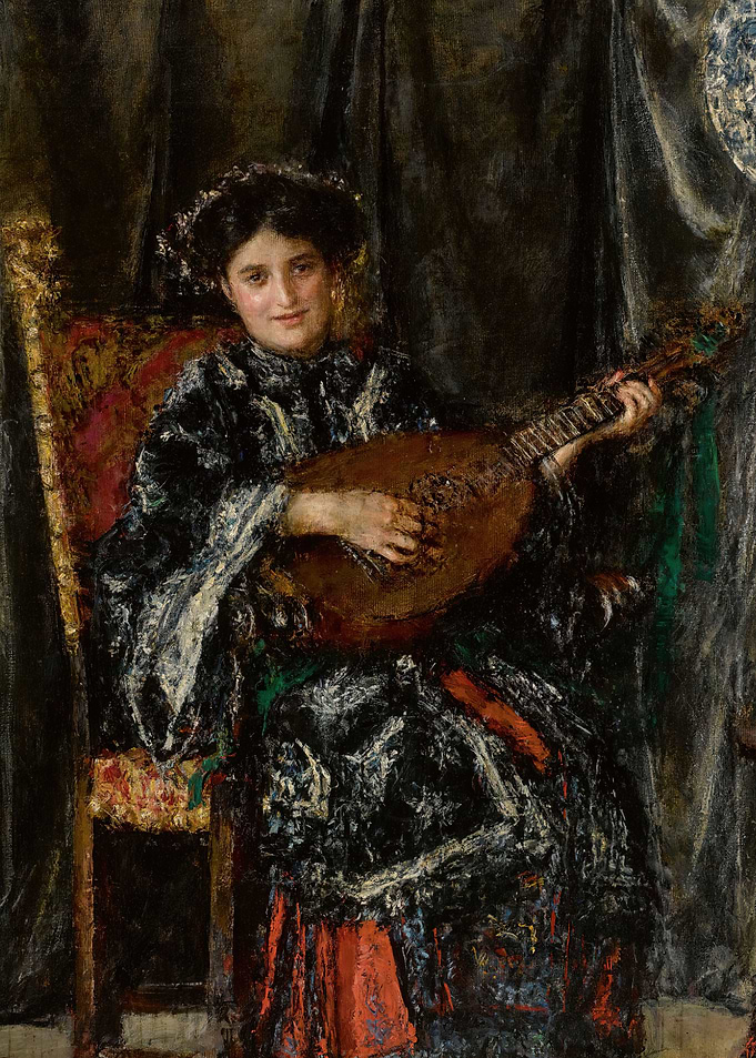 Woman Playing a Lute