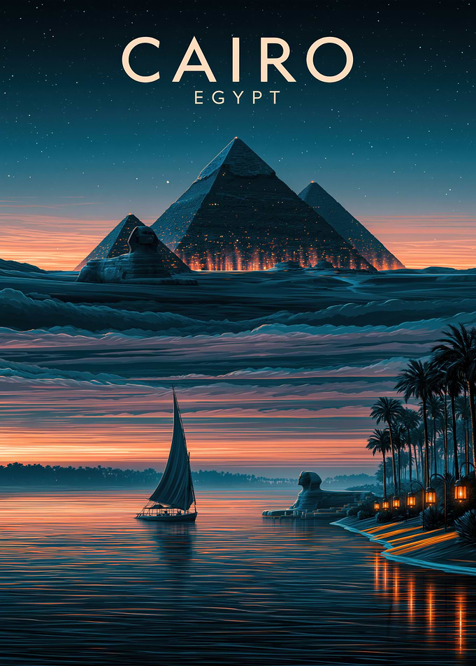 Cairo Pyramids at Sunset