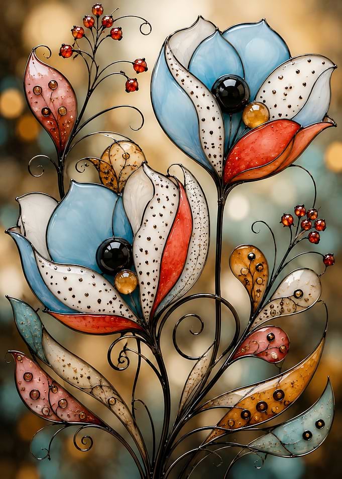 Stained Glass Floral Arrangement