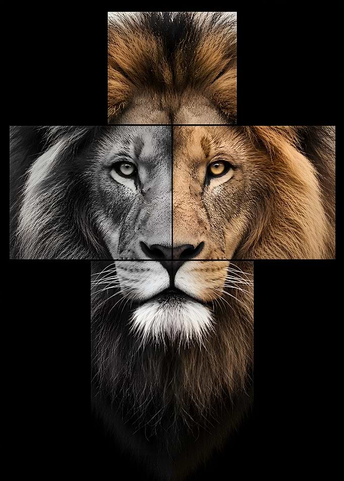 Lion's Face with Cross