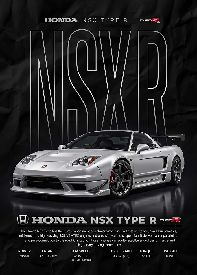 sleek Honda NSX Type R car Poster