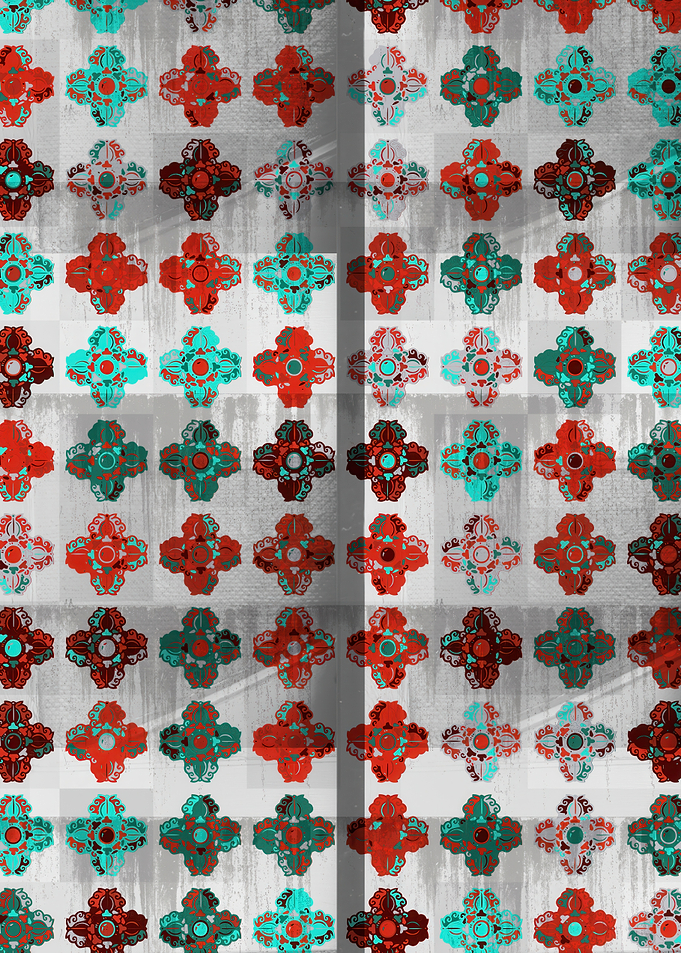 Abstract Geometric Floral Pattern