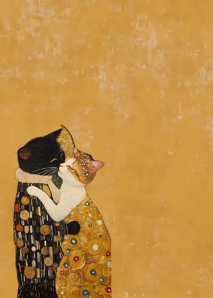 Klimt's Kiss Cats