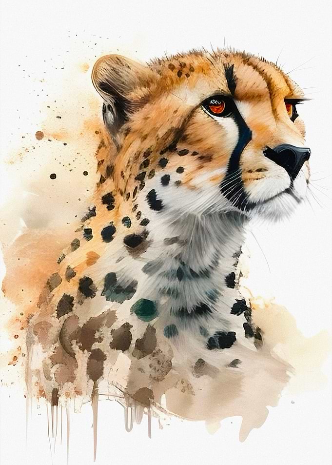 Watercolor Cheetah Portrait