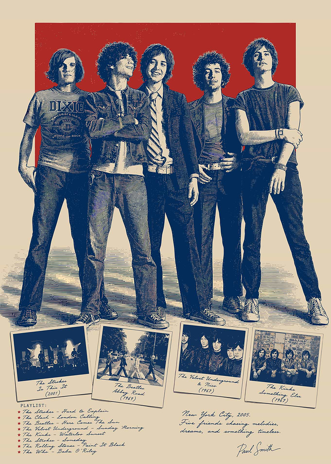 Vintage Music Poster with Bands and Playlist
