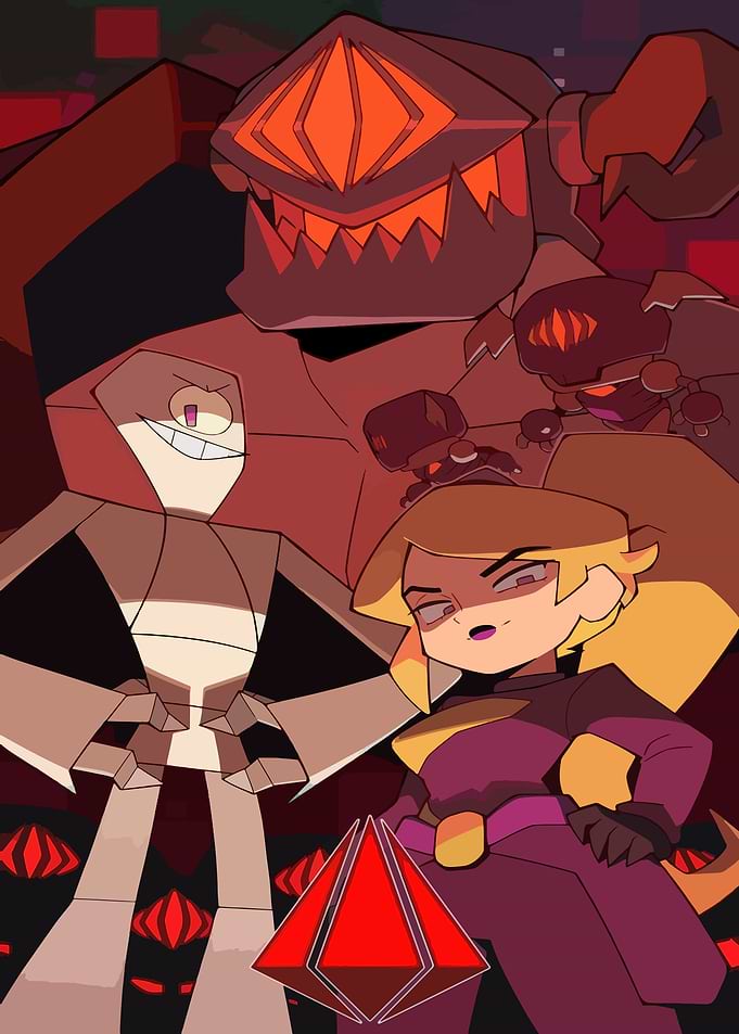 Villains Posing with Red Crystal