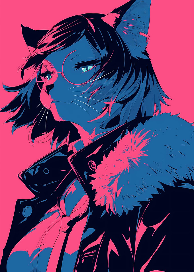 Anthropomorphic Cat Character Portrait