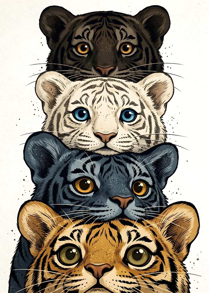 Stack of Tiger Cubs