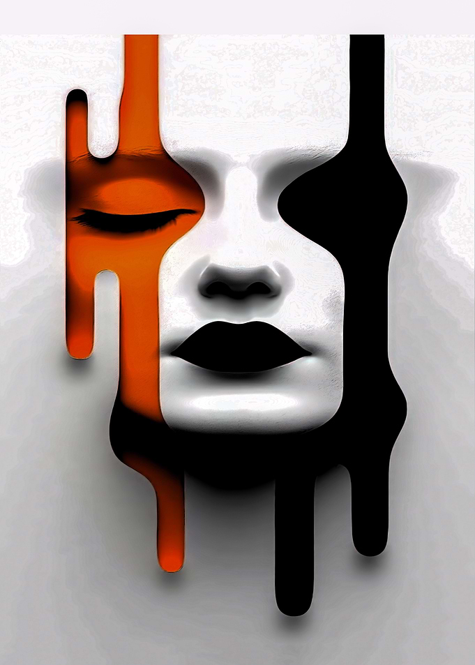 Abstract Face with Dripping Paint
