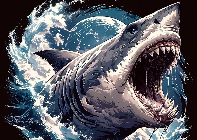 Shark Emerging from Water