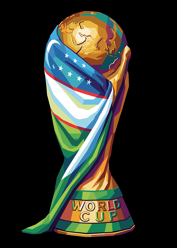 World Cup Trophy with Uzbekistan Flag