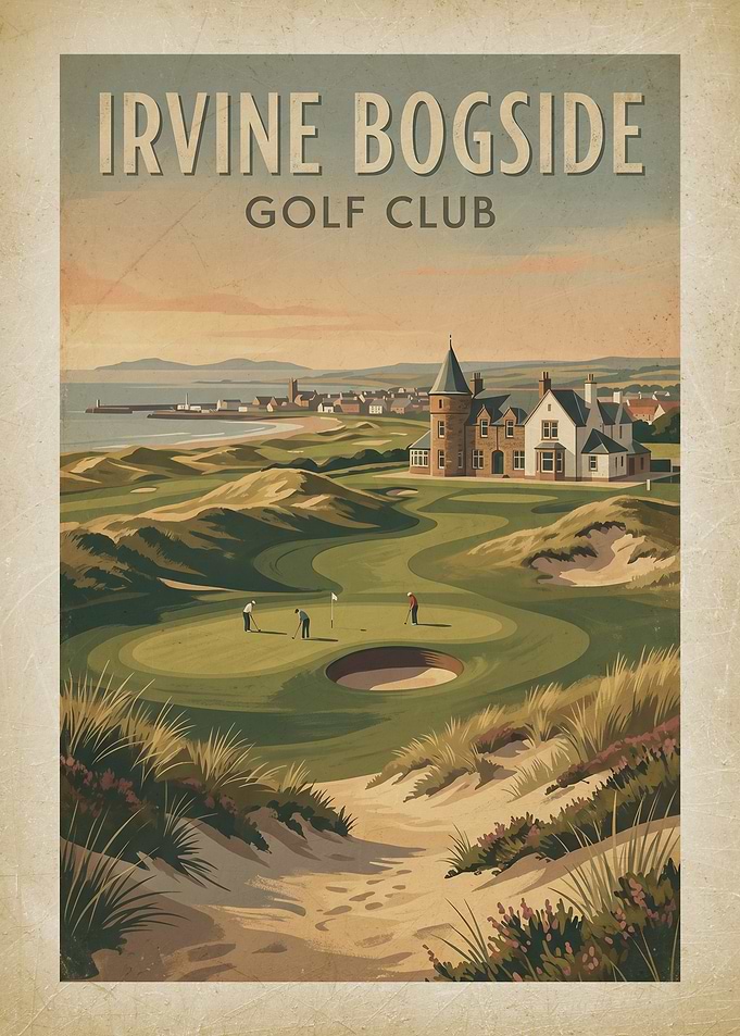 Irvine Bogside Golf Club Vintage Poster