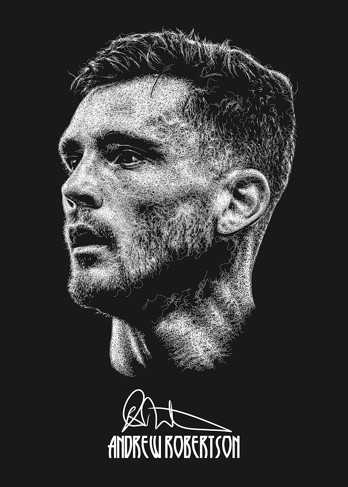 Andrew Robertson Scribble Art Style with Signature