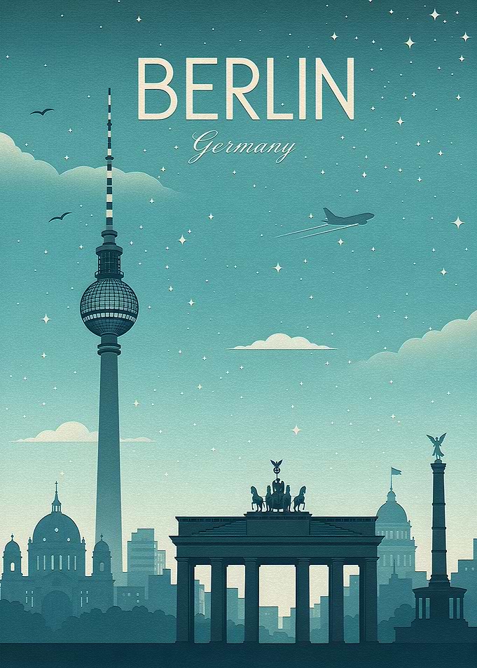 Berlin Skyline Vintage Poster