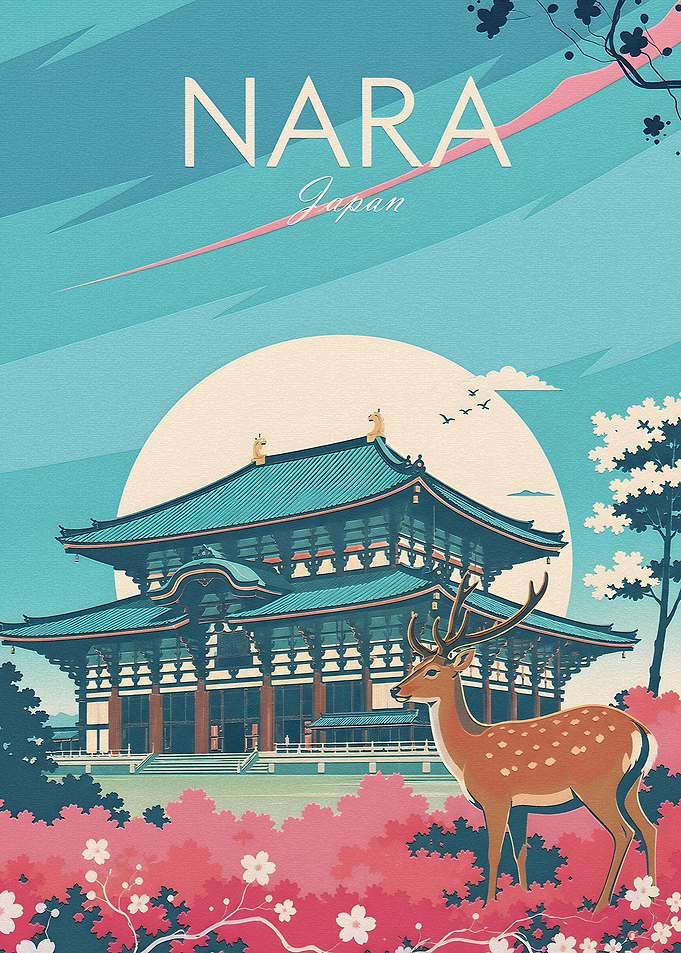 Nara Japan Travel Poster