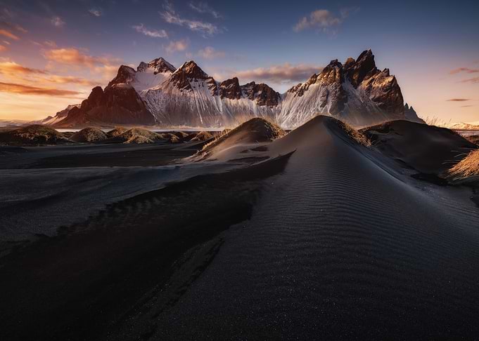 Dramatic Mountain Landscape at Sunset