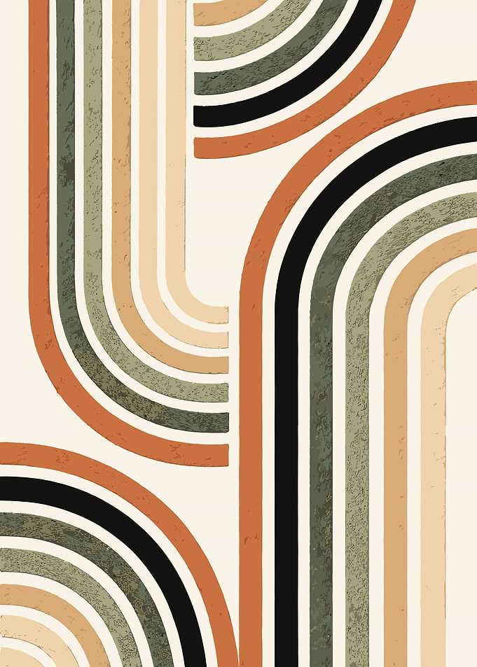 Retro Abstract Rainbow Arch Pattern