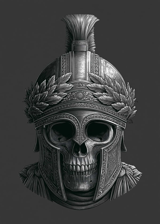 Roman Skull Helmet with Laurel Wreath